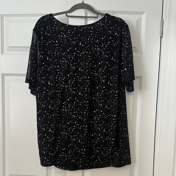 BloomChic Black and Silver Sparkle Blouse - Picture 5 of 7